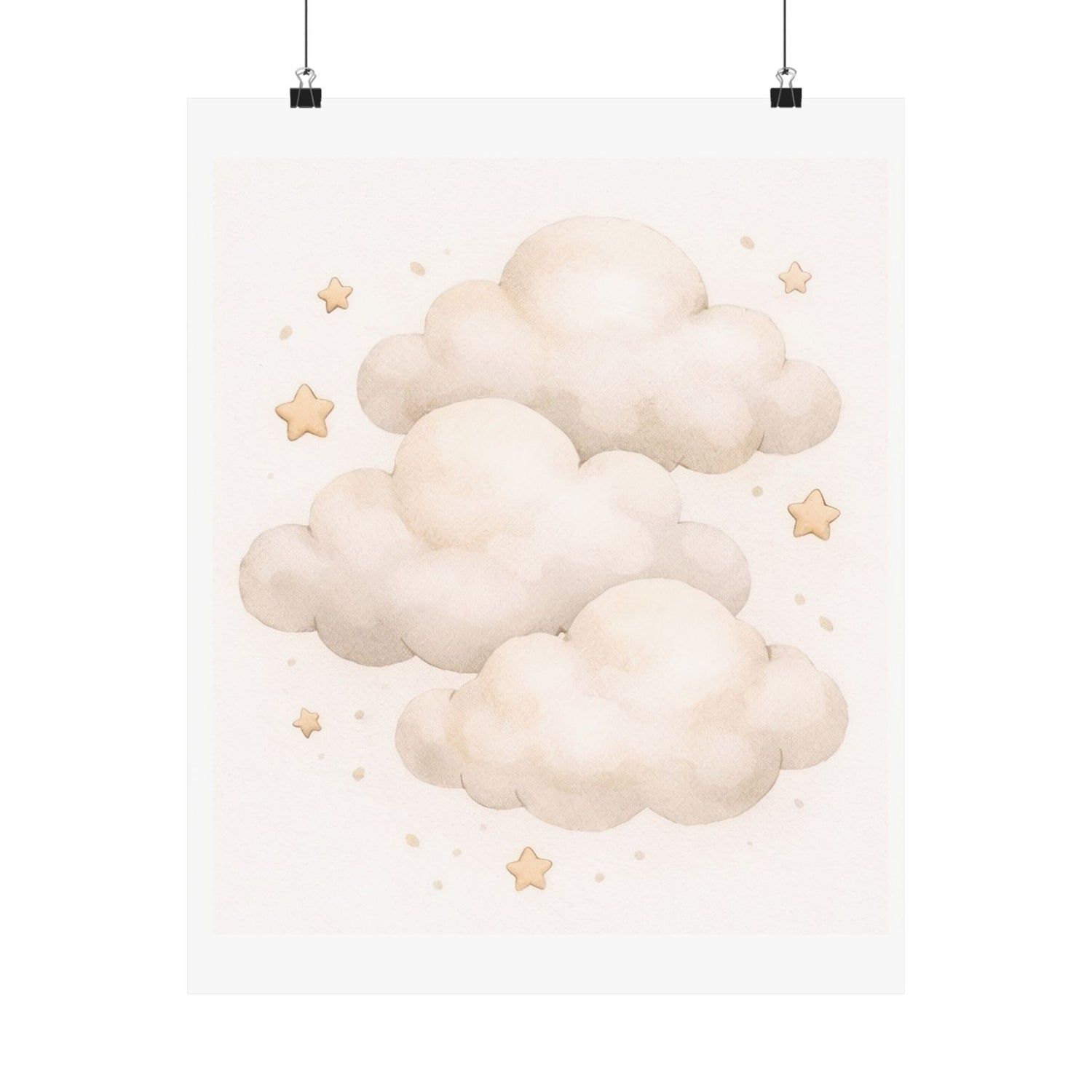 Neutral Cloud Nursery Wall Art | Minimalist Baby Room Decor | Celestial Nursery Print