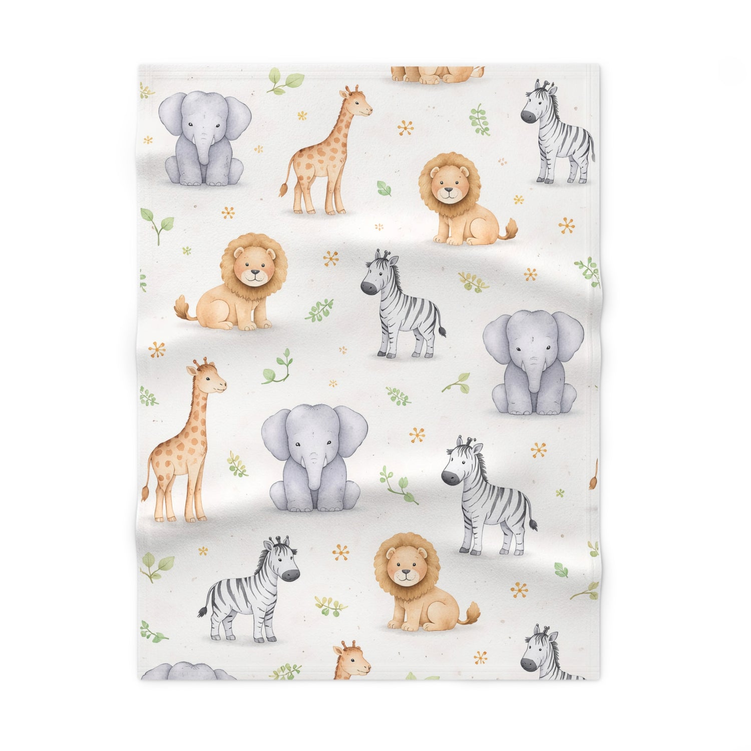 Safari Animal Baby Blanket | Neutral Nursery Blanket | Elephant Giraffe Lion Zebra | Baby Shower Gift