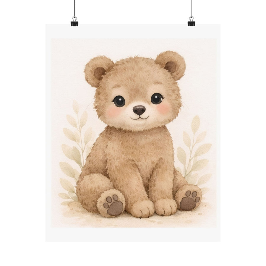 Cute Bear Nursery Wall Art | Neutral Woodland Animal Print | Baby Room Decor