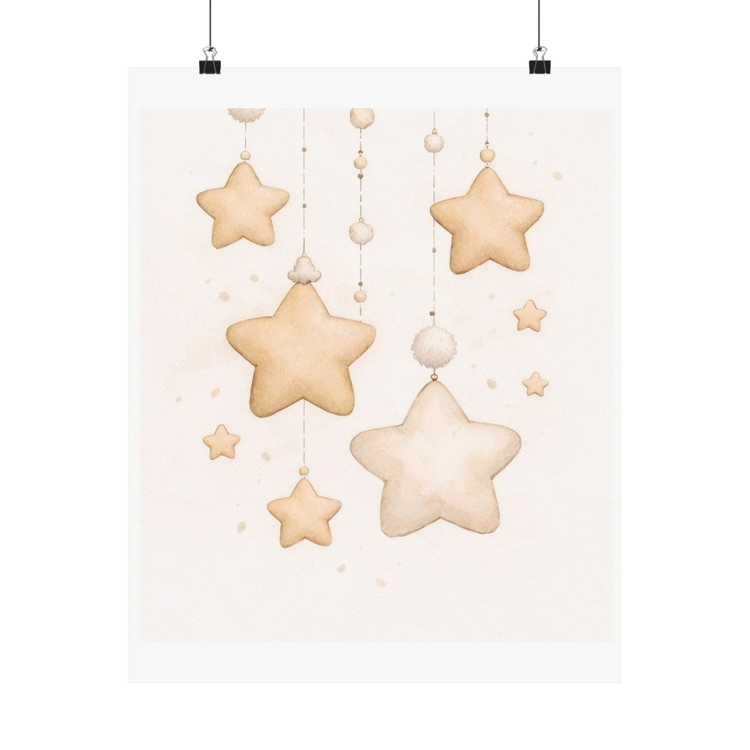 Hanging Stars Nursery Wall Art | Neutral Celestial Baby Print | Minimal Nursery Decor