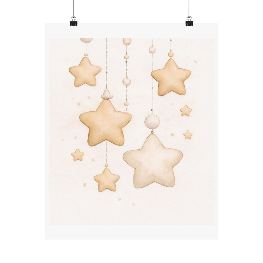 Hanging Stars Nursery Wall Art | Neutral Celestial Baby Print | Minimal Nursery Decor