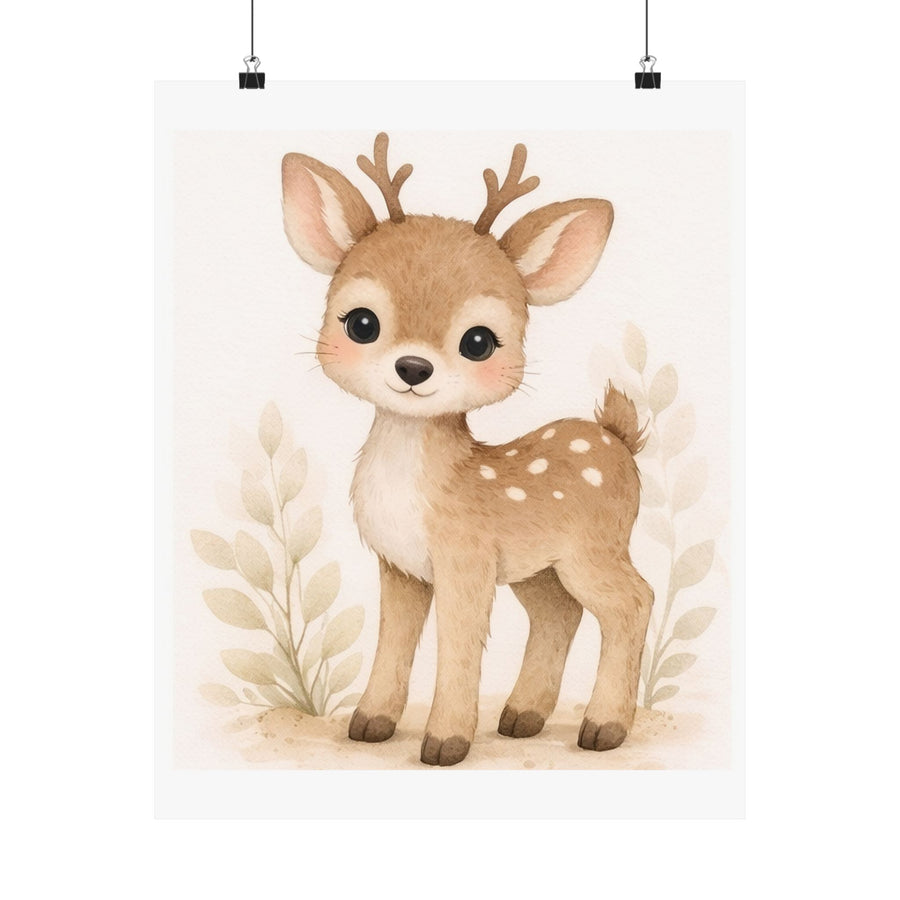 Baby Deer Nursery Wall Art | Neutral Woodland Fawn Print | Forest Nursery Decor